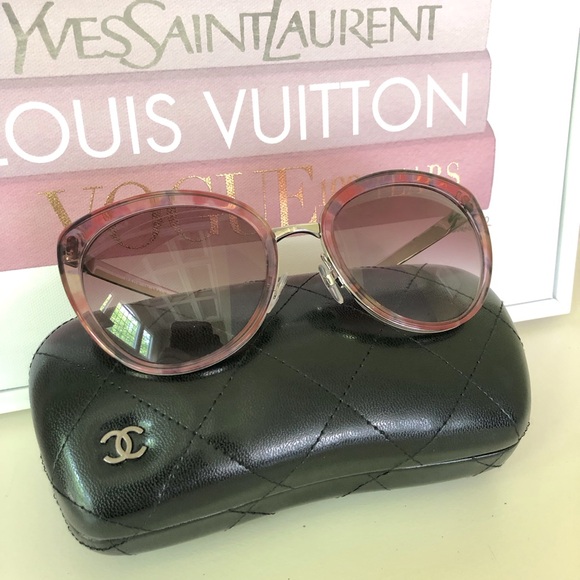 Chanel Pink/Purple Printed Cat Eye Sunglasses - Picture 2 of 15